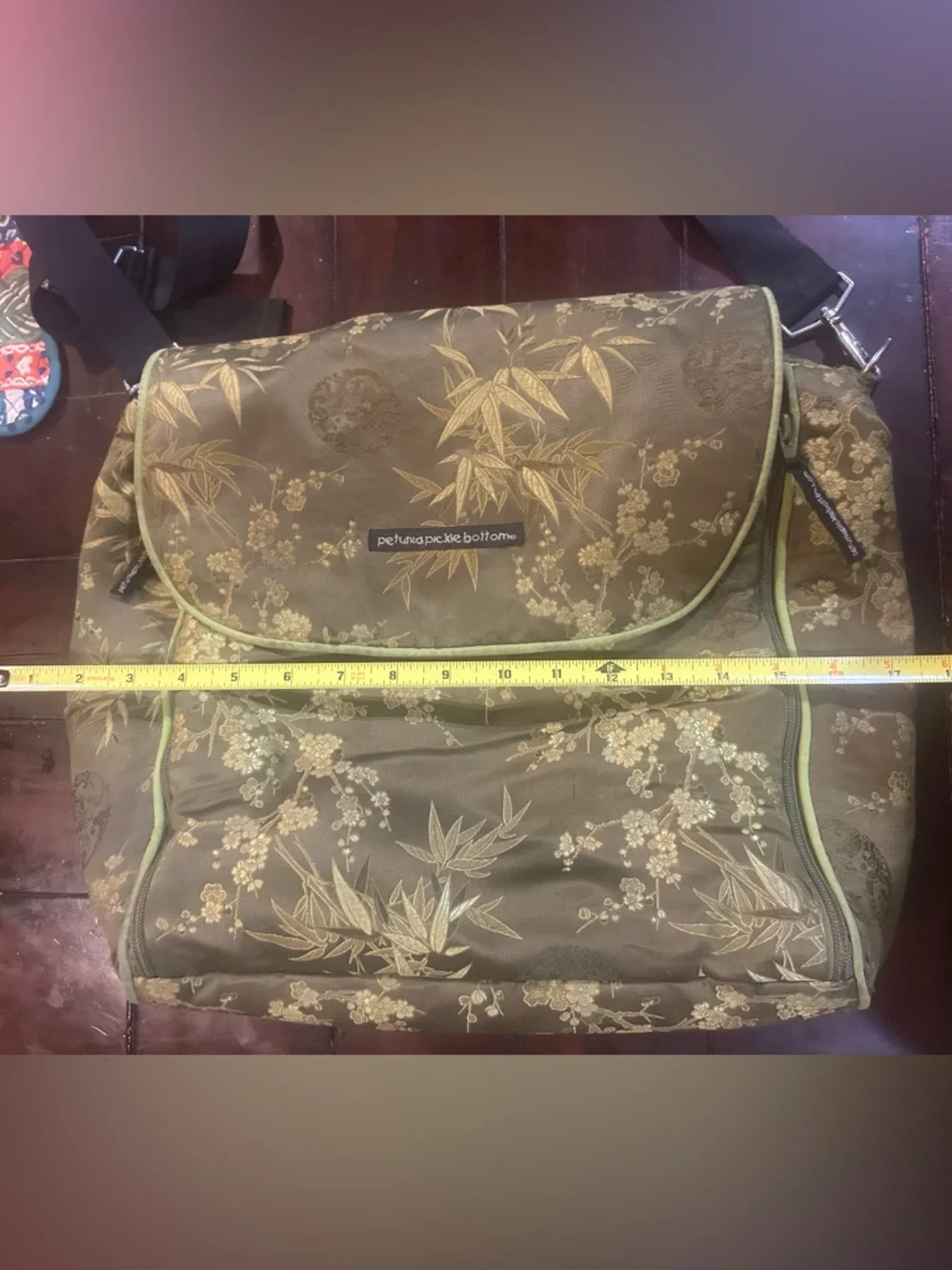 Petunia Pickle Bottom Olive Green Floral Multi Functional Diaper Bag